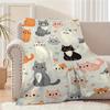 Adorable Cat Print Flannel Printed Blanket Suitable for All Seasons Suitable for Living Room Office Sofa and Travel