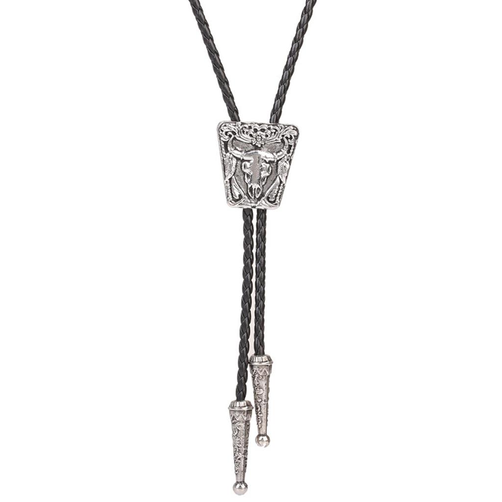 Vintage Western Cowboy Bolo Tie Longhorn Necktie Punk Necklace Costume Accessory American Bola Tie Western