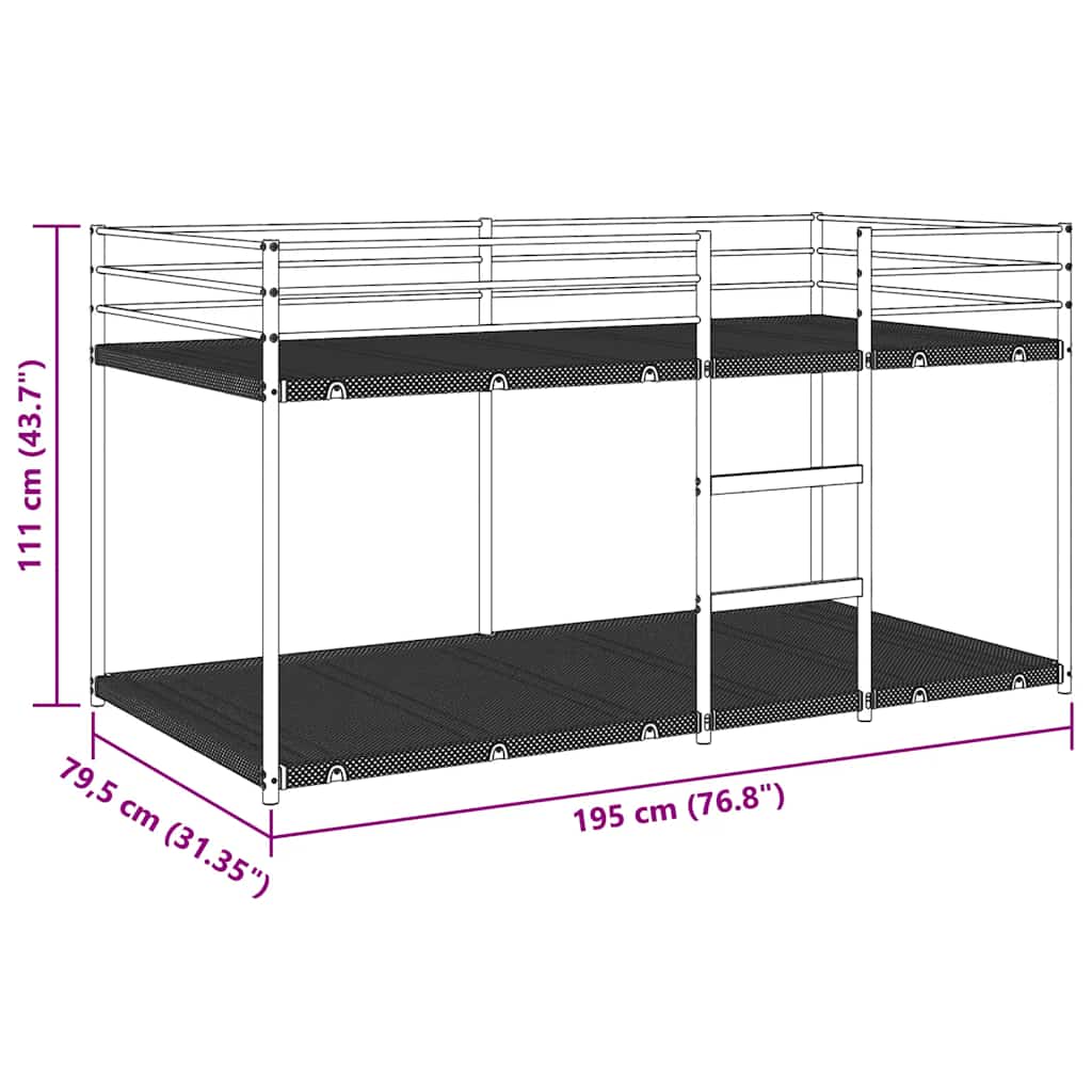 Bunk Bed without Mattress White 75 x 190 cm Steel