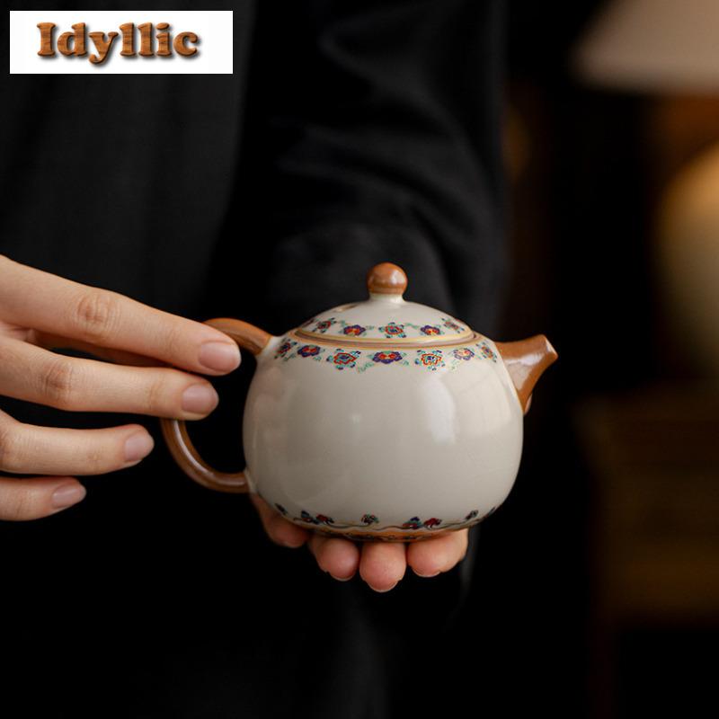 180ml Ru-Ofen Dunhuang Apsaras Xishi Teekanne Vintage Teefilter Kanne Haushalts-Teebereiter Kessel mit Sieb Teegeschirr Handwerkskunst Geschenk
