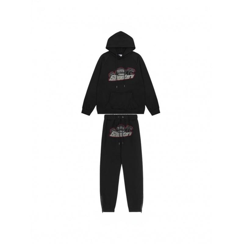 Trapstar Rotes & Schwarzes Tigerkopf Hoodie und Hosen Set