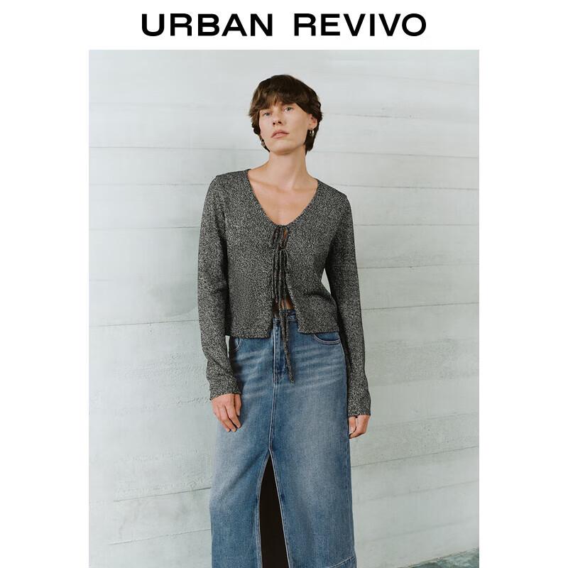 

Женский винтажный вязаный кардиган с текстурой и завязками спереди M