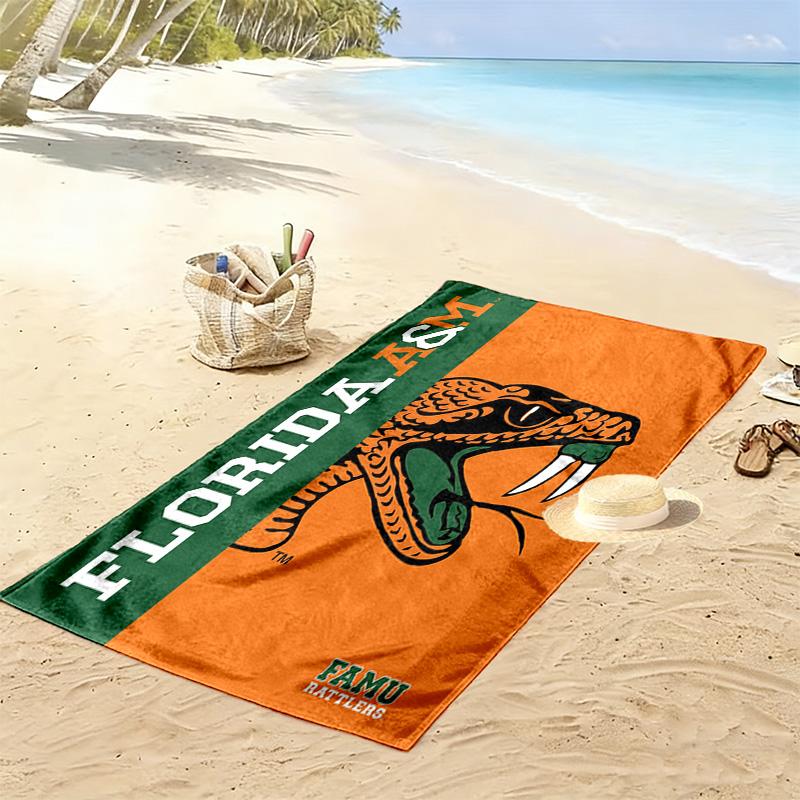 Florida A&M Rattlers Print Beach Towel, Large Soft Quick Dry Towel for Beach Camping Swimming