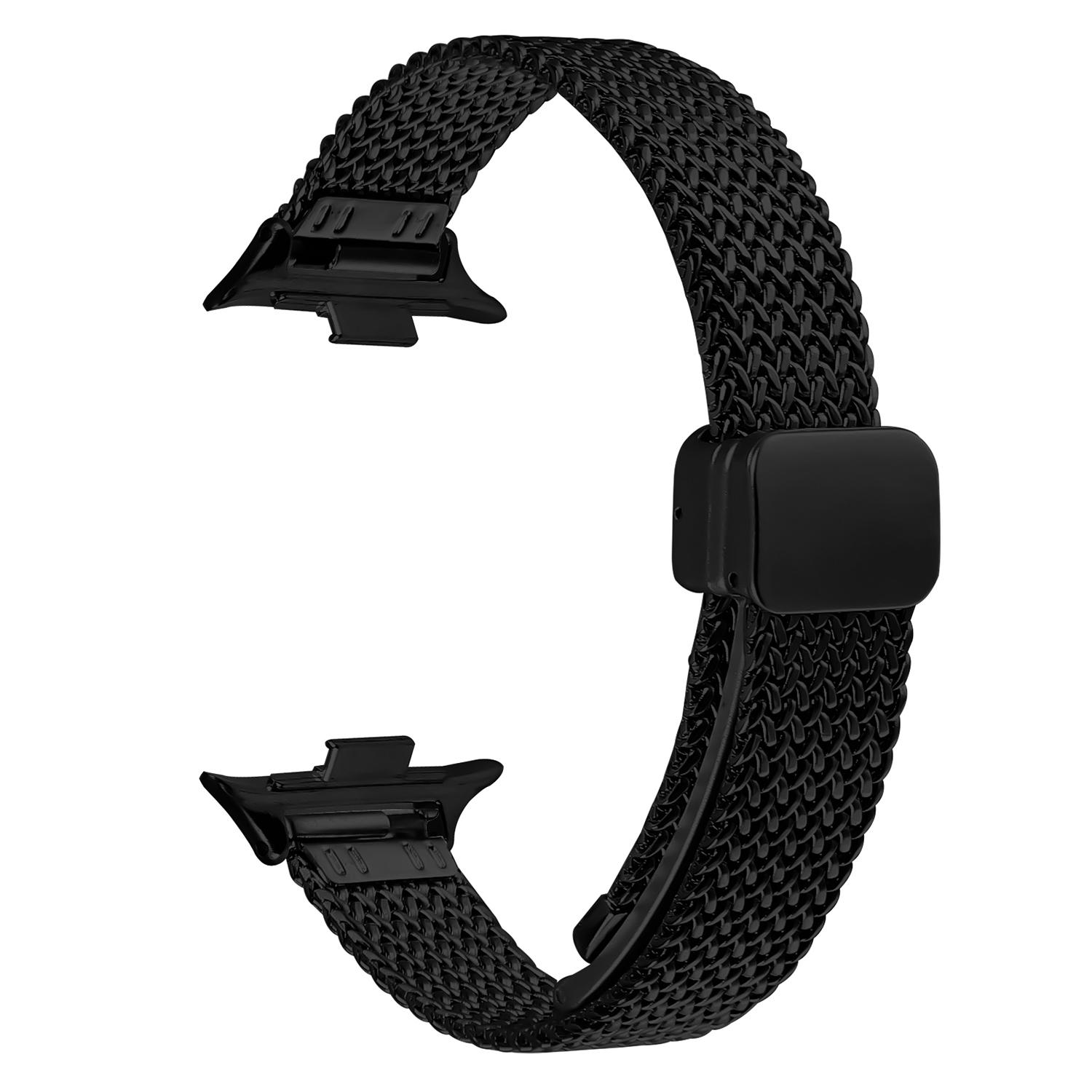 

Для Xiaomi Smart Band 8 Pro Миланский ремешок для часов Елочка Нержавеющая сталь Черный ремешок на запястье A