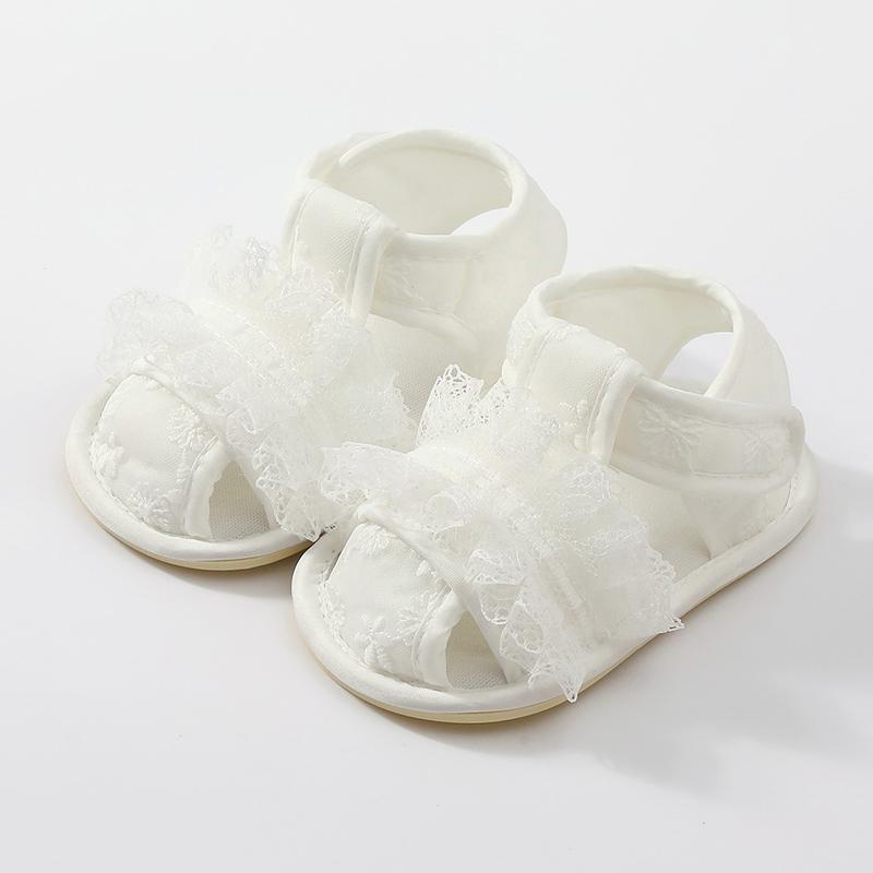 

Нескользящие туфли на плоской подошве с кружевом для маленьких девочек, полые дышащие туфли для первых шагов 12