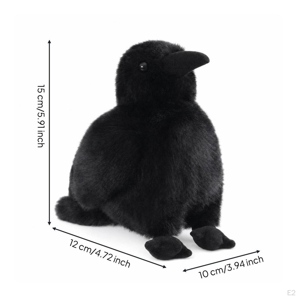 Crow Stuffed Toy SoftFeathered Doll Soft and Fuzzy Bird for Kids, Goth