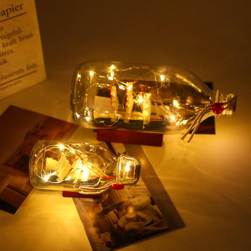 Creative Light-Up Mediterranean Sailboat Wish Bottle - Glass Gift for Birthdays & Graduations