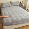 Thick Quilted Embroidered Washed Cotton Fitted Sheet Set with Full Mattress Protection