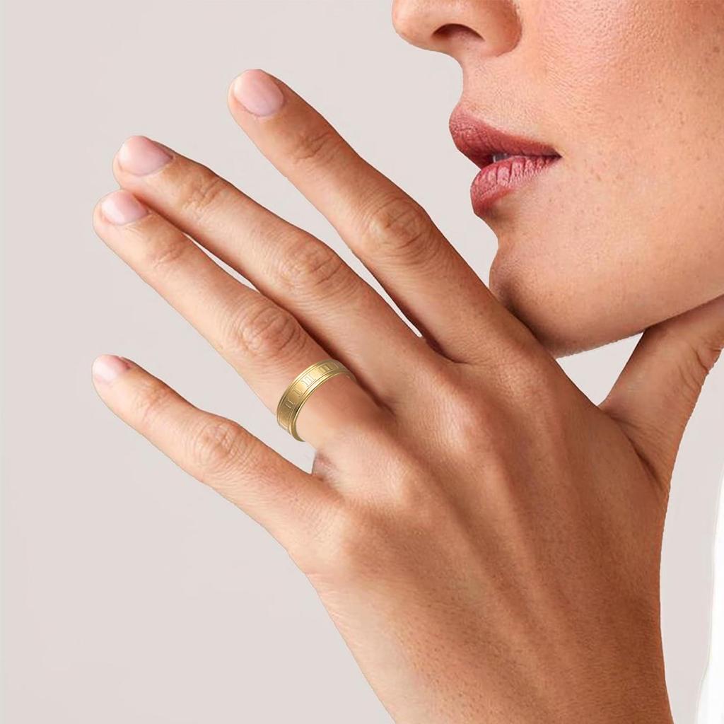 6MM Roman Numeral Punk Hip Hop Unisex Couple Titanium Steel Ring