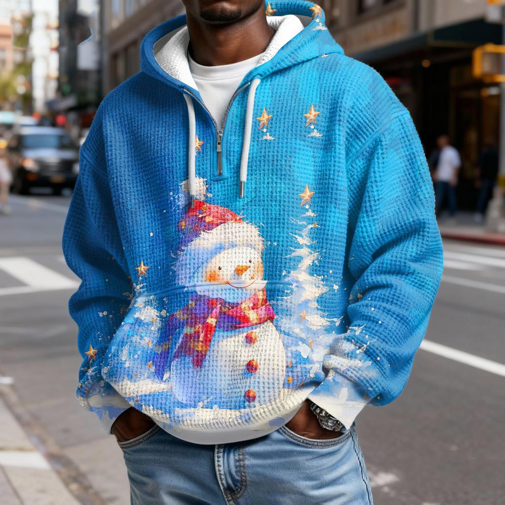 Pánská  Móda  Trendy Mikina s kapucí na půl zipu  Pulovr  Zesílená  Fleecová  Textura  Mikina