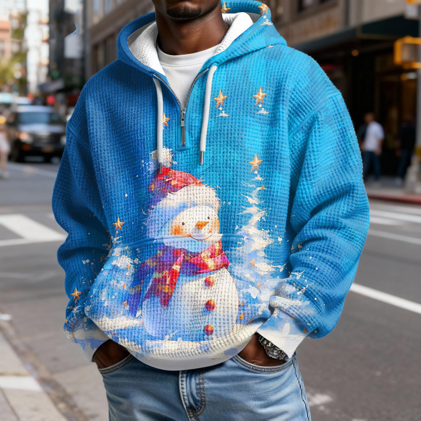 

Мужской Модный Трендовый Худи с капюшоном на половину молнии Пуловер Утепленный Флисовая текстура Толстовка XL