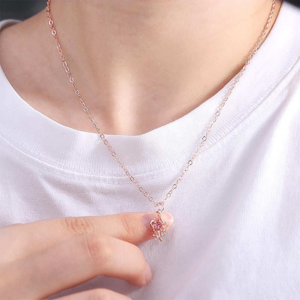 Exquisite 3D Flower Choker Romantic Clavicle Chain Sweet Pink Rose Necklace Couple