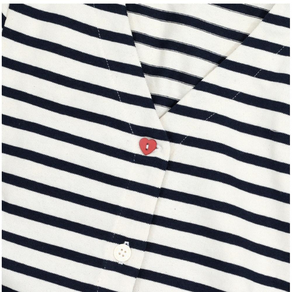 Saint JameS Women S Cardigan V Neck Mercardi Stripe 3430 Ecru Marine Tulipe