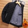 Herren Herbst Winter Muster Fleecegefüttert Lässige Jacke Einfarbig Übergröße Slim Warm Mantel