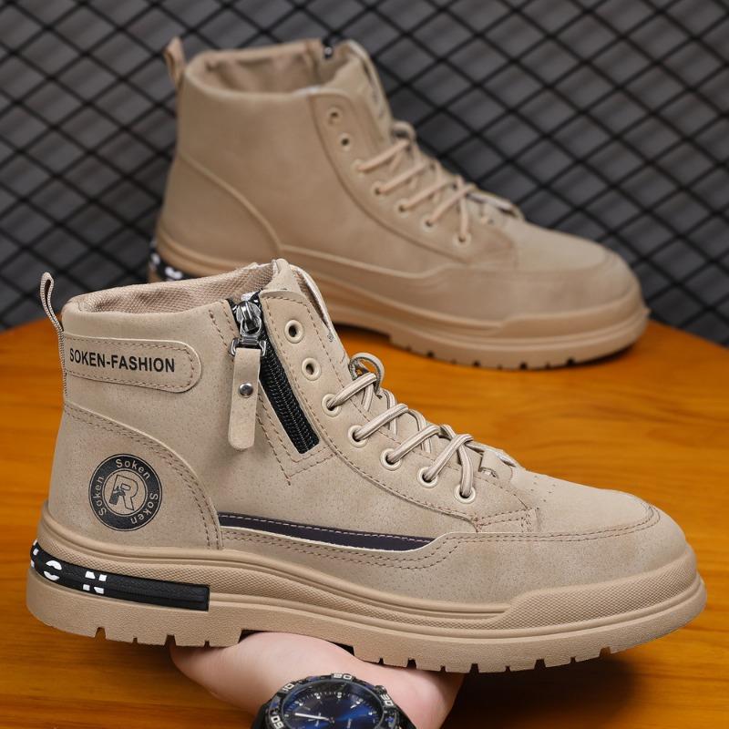 Pánské kotníkové boty podzimní vysoké jednobavlněné retro outdoorové horolezecké bavlněné boty pracovní pracovní boty