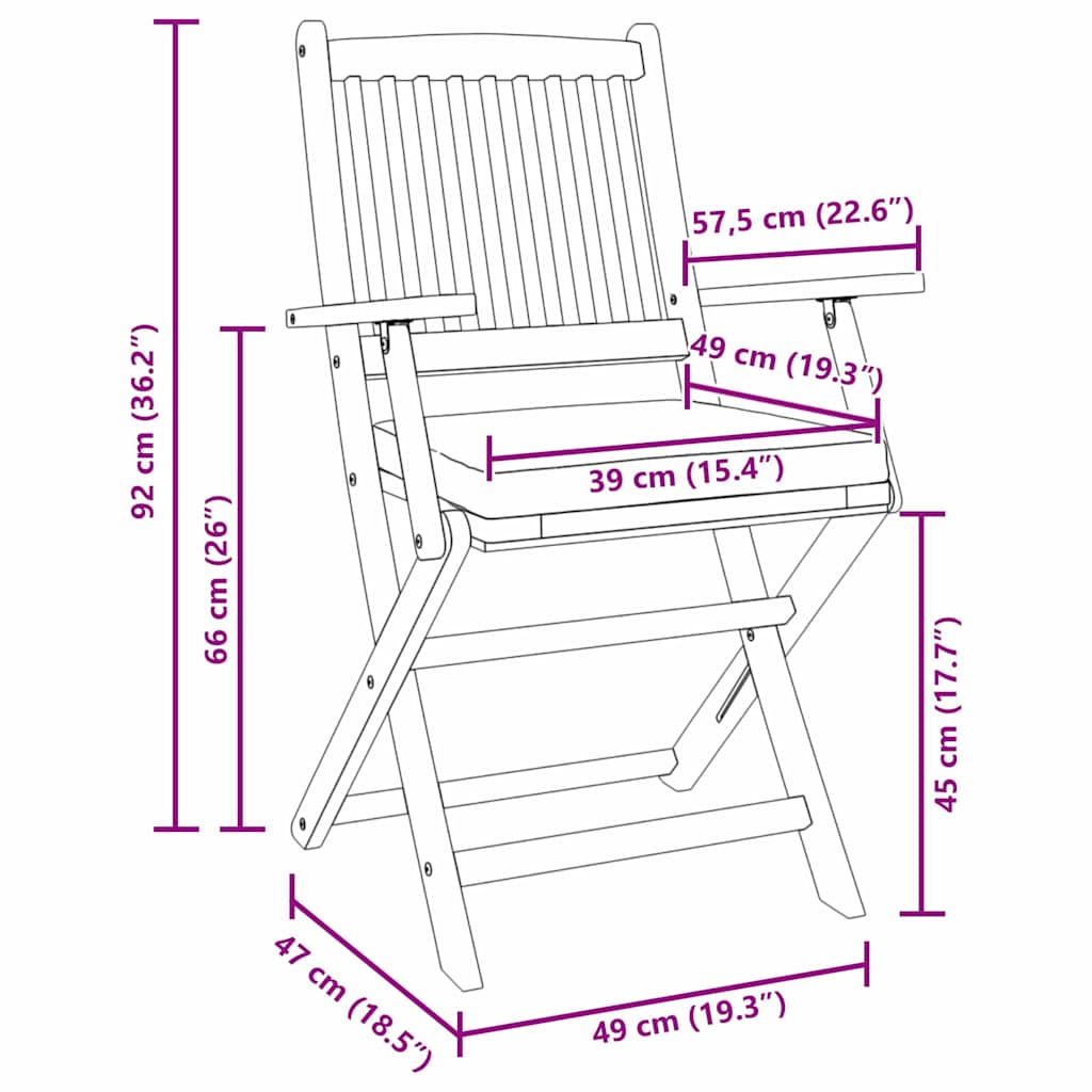 Folding Chair 4 pcs White 49 x 57.5 x 92 cm Solid Acacia Wood