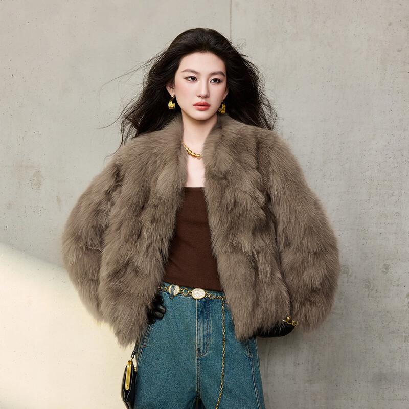Bailuyu V-Neck Fox Fur Short Winter Jacket