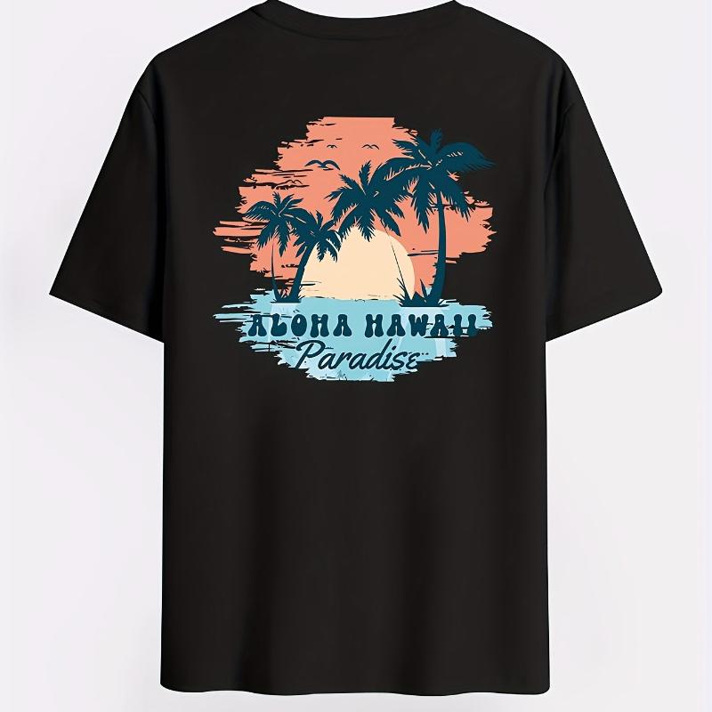 

Aloha Hawaii Paradise Retro Sunset Prin T-Shirt Breathable Cool, Comfortable Wear,Daily Casua XXL белый