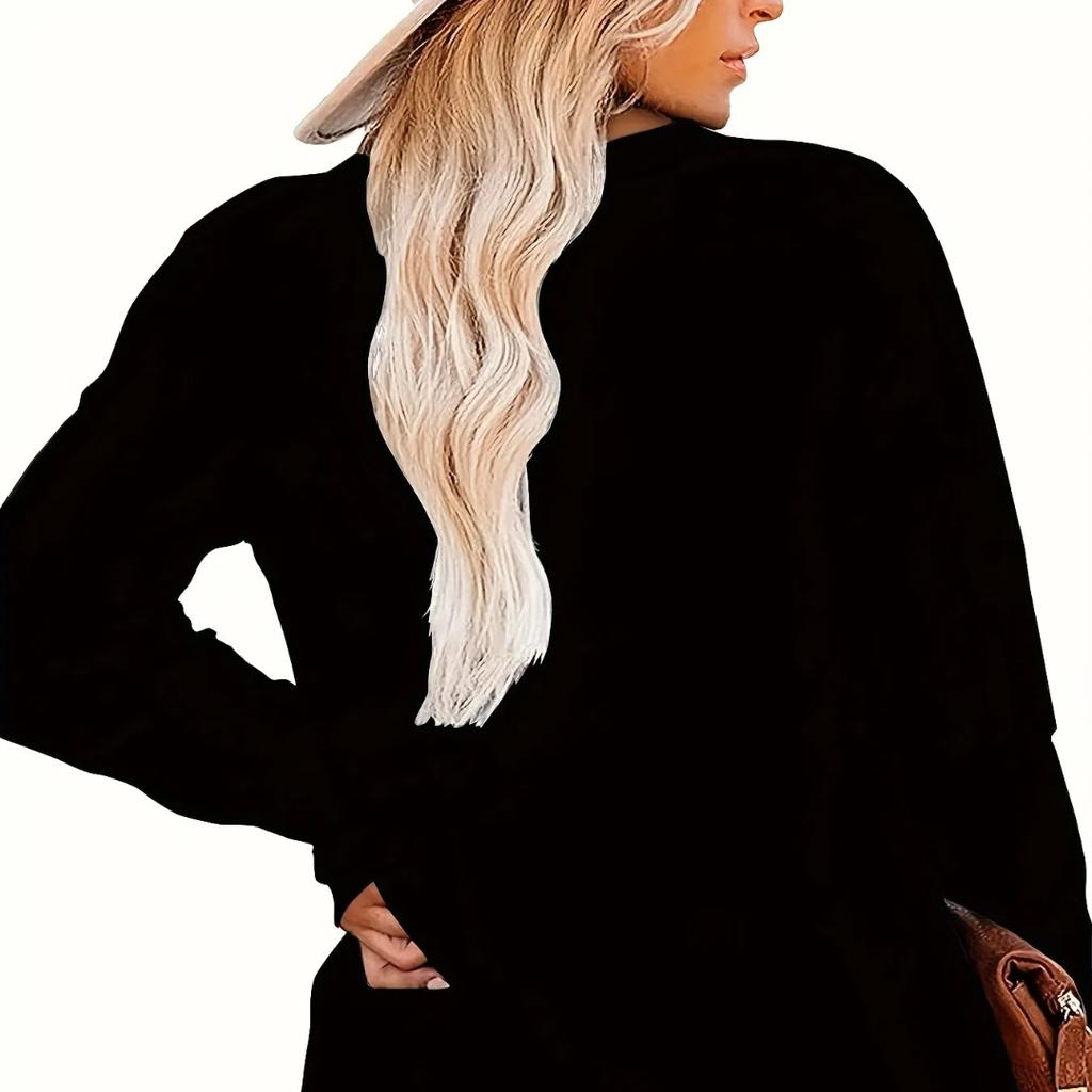 T-shirt z nadrukiem błogosławieństwa, duży rozmiar, casualowe bluzki z długim rękawem na wiosnę i jesień, odzież damska w dużych rozmiarach