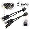10pcs(5pair) POE Splitter POE Switch POE Cable Adapter Tape Screened 5V 12V 24V 48V Power Supply Cable 5.5*2.1mm