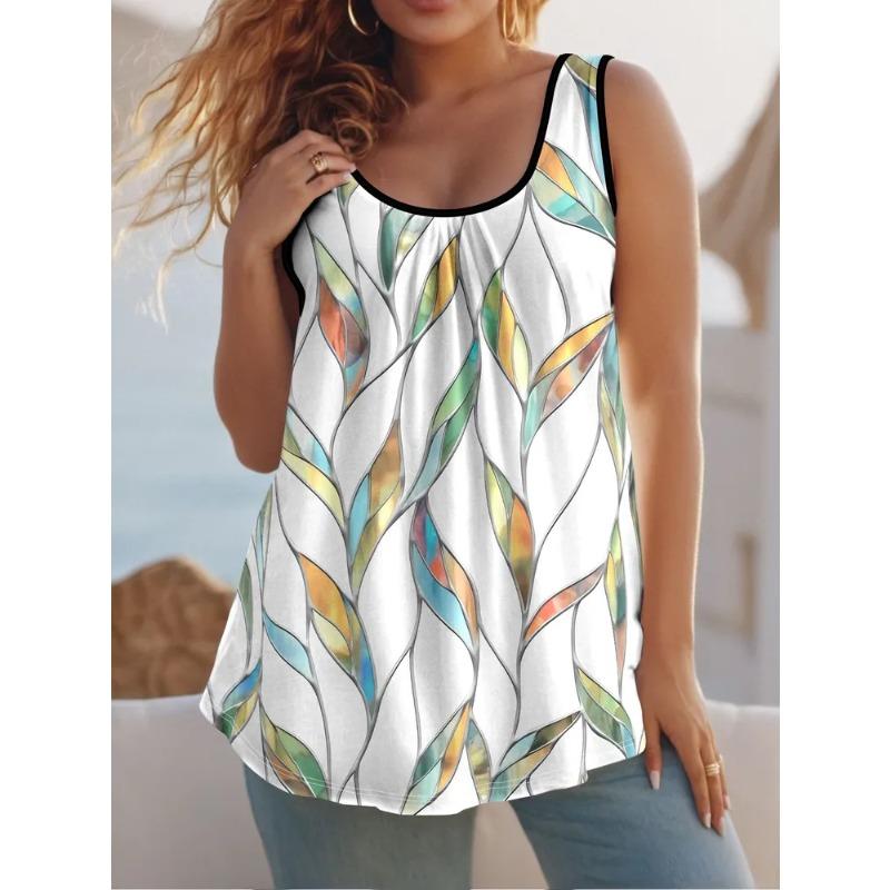 Summer Women's Sleeveless Colorful  Vest Comfortable Soft Leisure Loose Fashionable Versatile Vest