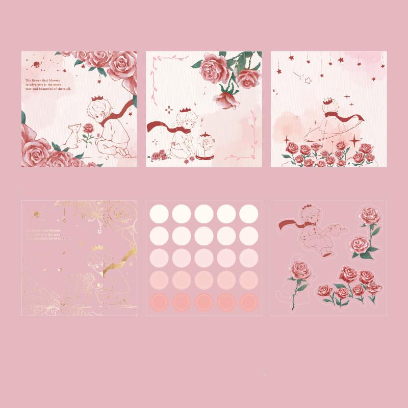 

Ретро-естетичний блокнот для студентів на 96 аркушів, вінтажний європейський стиль, червоно-рожевий квітковий блокнот для скрапбукінгу, квітка, нелипка нотатка