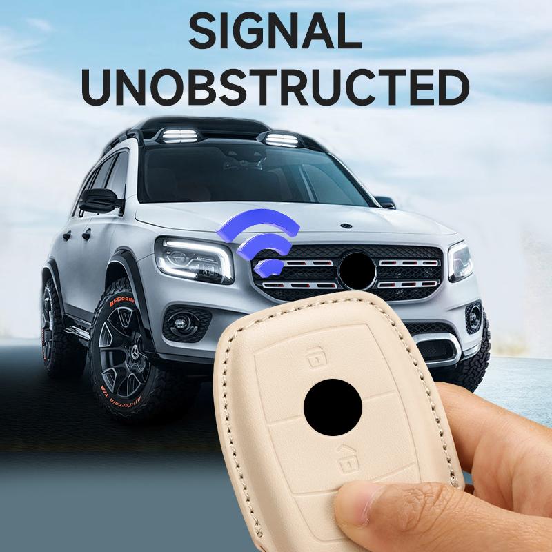 Genuine Leather Car Key Case Cover Key Bag For Mercedes Benz A C E S G Class GLC CLE CLA GLB GLK GLS Protect Set Accessories