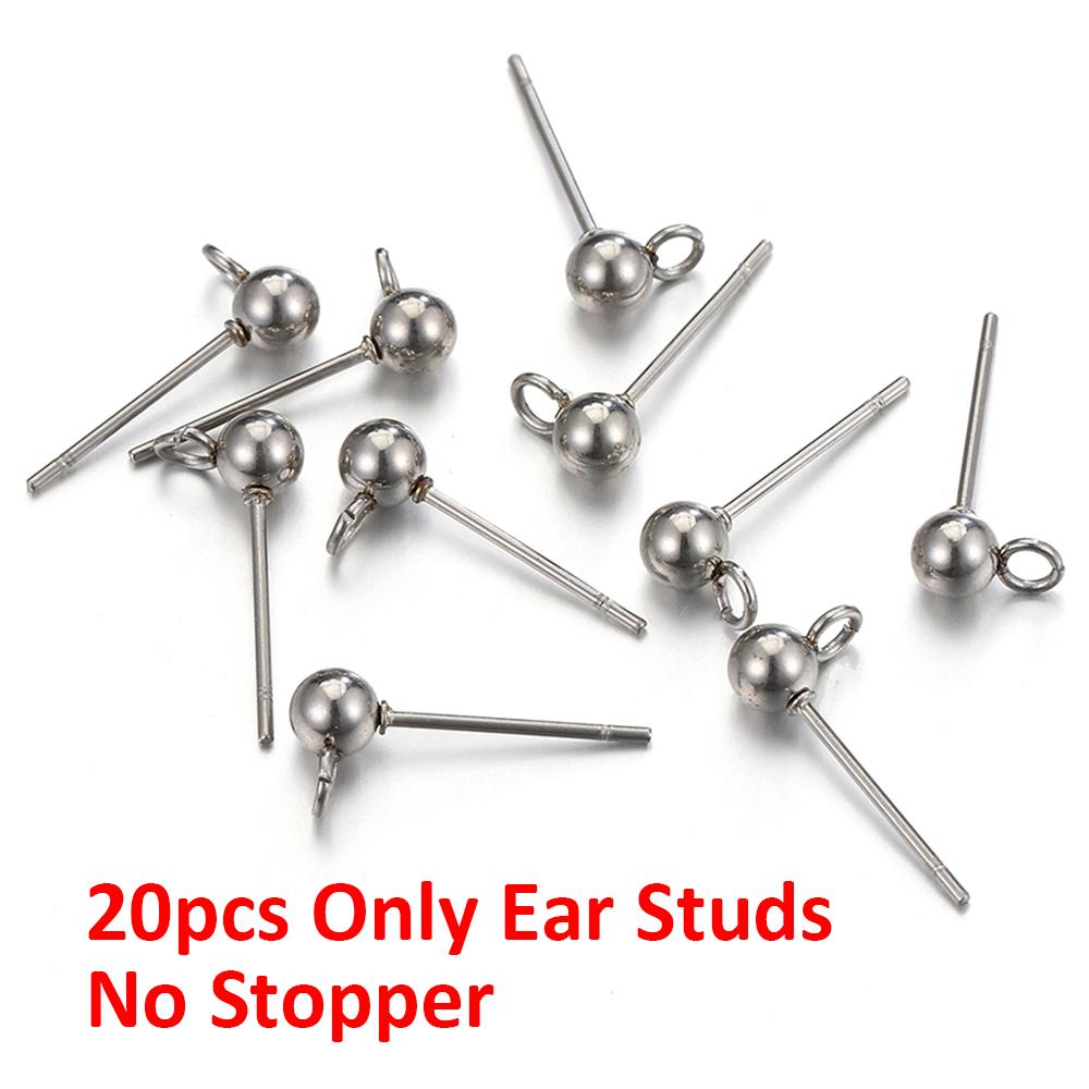 

20pcs Gold Stainless Steel Round Ball Earring Post Studs with Open Rings for Earrings DIY Jewelry Making Findings Wholesale 3mm Ball