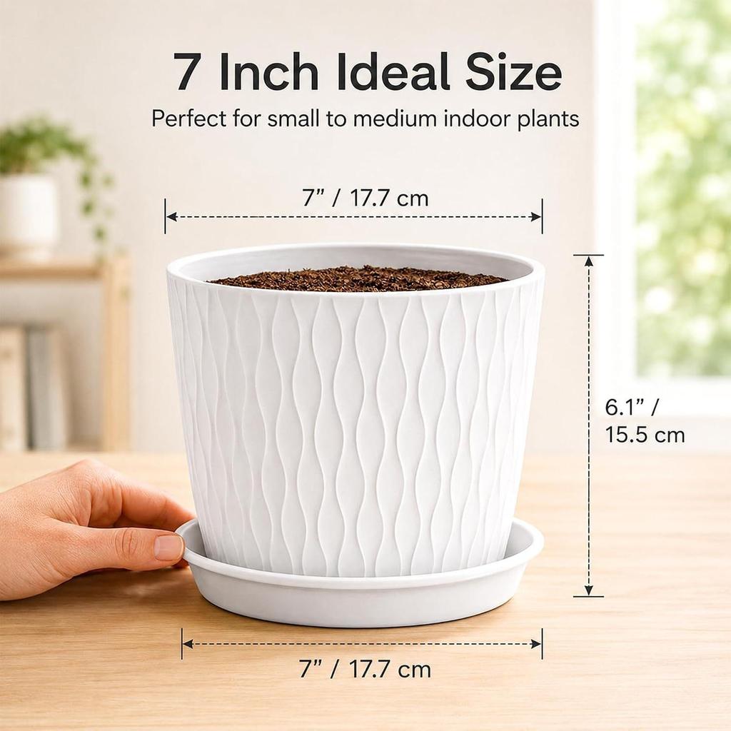 (Pack of 5 6 Inch Plastic Flower Pots for Indoor & Outdoor Terrace