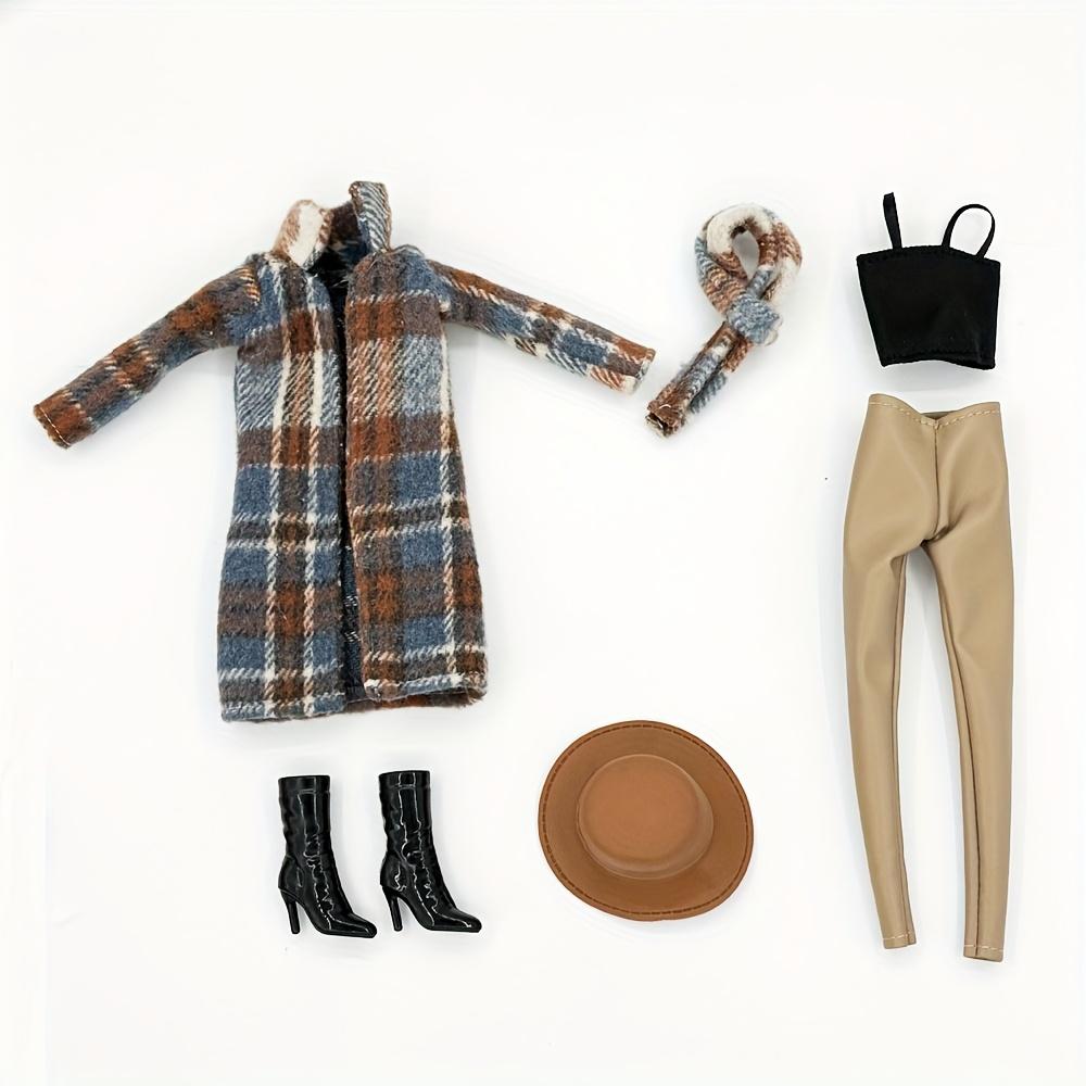 

11. 5Inch Stylish Plus Elegant Doll Outfit Collection Including a Coat Extended Pants Accessories a Princess Hat Extended Boots Plus Shoes One Size