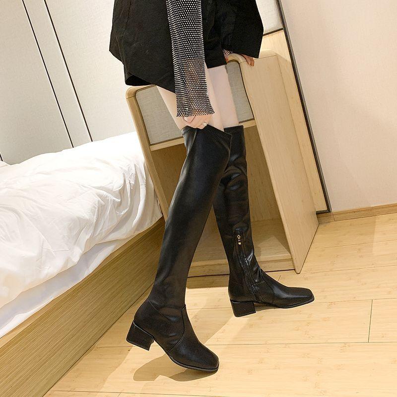 Boots Women Over the Knee 2025 Autumn and Winter New Women's Boots Square Head Small Elastic Internet Celebrity Long Tube Thin Winter Boots Velvet
