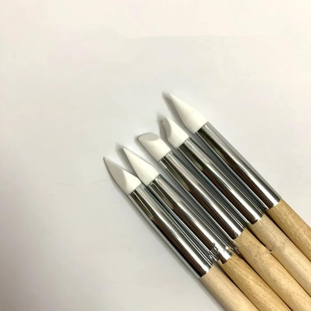5Pcs High Quality Watch Dial Cleaning Pen Nail Art Silicone Pen Carving Emboss Manicure Brushes Dust Cleaner Repair Tools