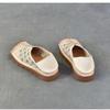 Johnature Hollow-out Breathable Flat Sandals Retro Genuine Leather Soft Soled Women's Slip-on Shoes