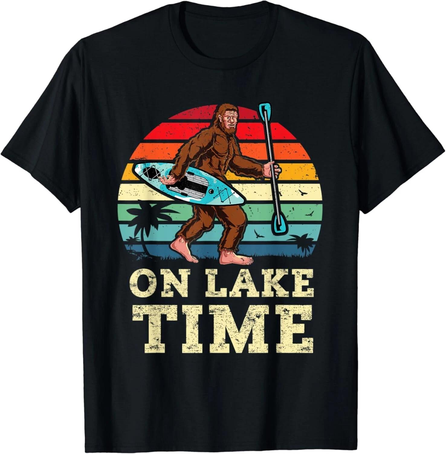 On Lake Time Bigfoot Kayaking Sasquatch Canoeing Yeti Canoe Gift Unisex T-Shirt S