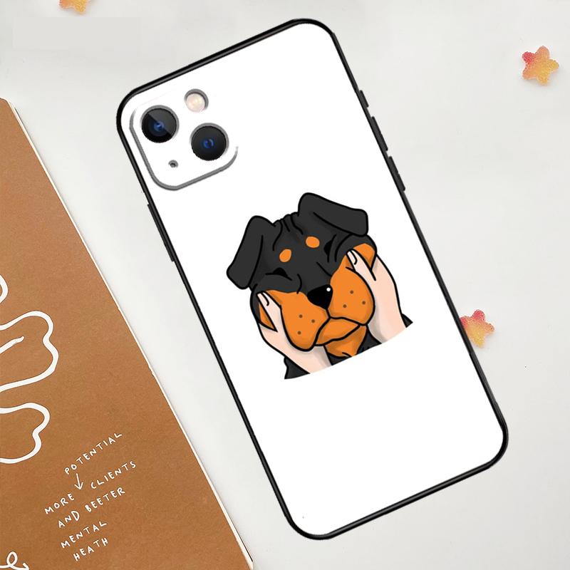 

Cartoon Rottweiler Dog Case For Apple iPhone 15 16 14 13 12 11 Pro Max Mini XR 15 16 Plus 16e Protective Cover iPhone 12