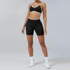 European and American Style Hot Girl Fitness Set with Peach-Shaped Butt Design, Yoga Set for Women with Chest Pads, Sports Bra, High-Waisted Shorts