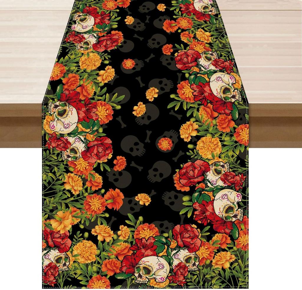 Sugar Skull Marigolds Floral Dia De Los Muertos Day of The Dead Mexican Placemats Set of 4 Table Mats for Kitchen Dining Table Decorations 12x18 Inch