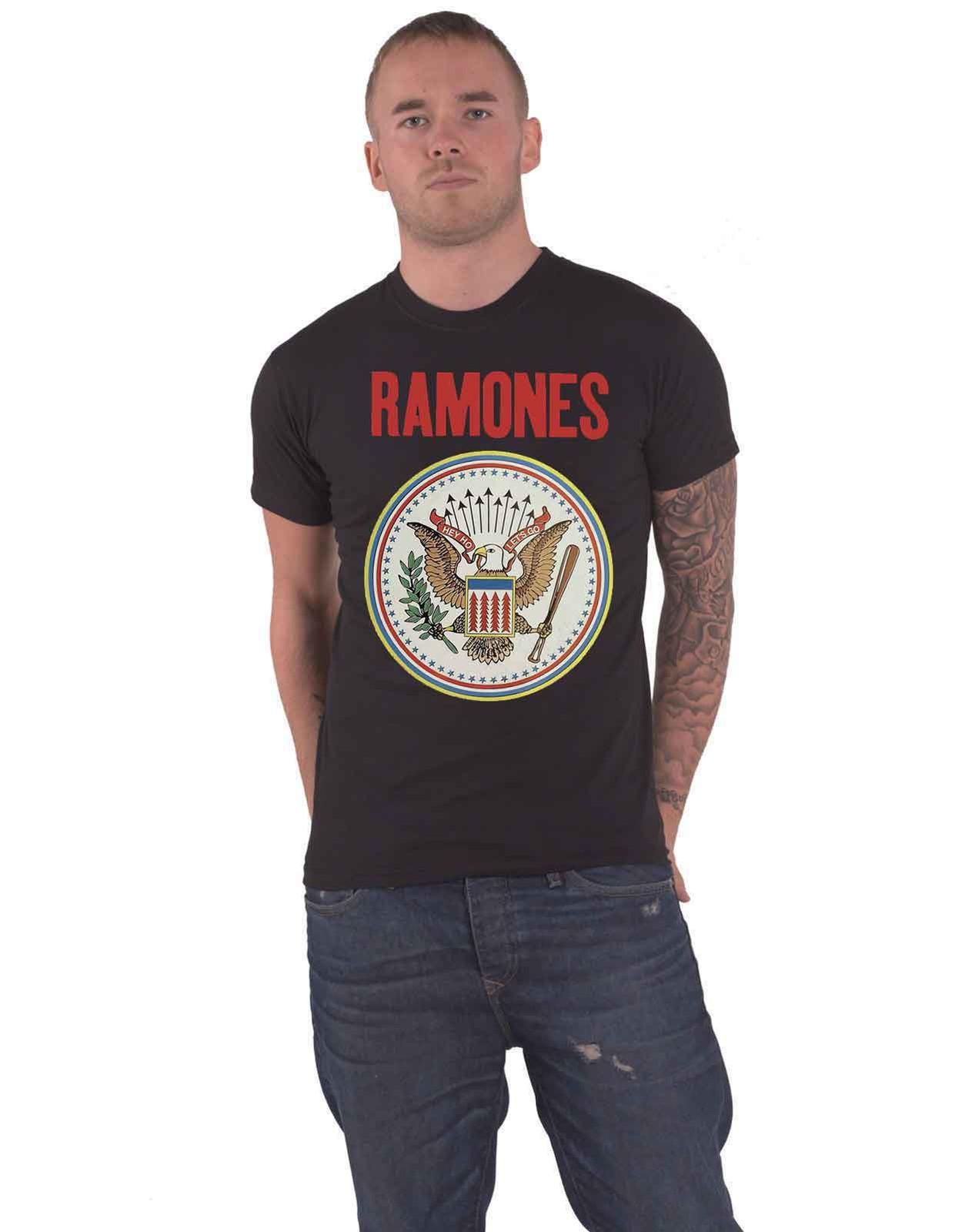 Ramones T Shirt Full Colour Seal Band Logo new Official Mens Black S