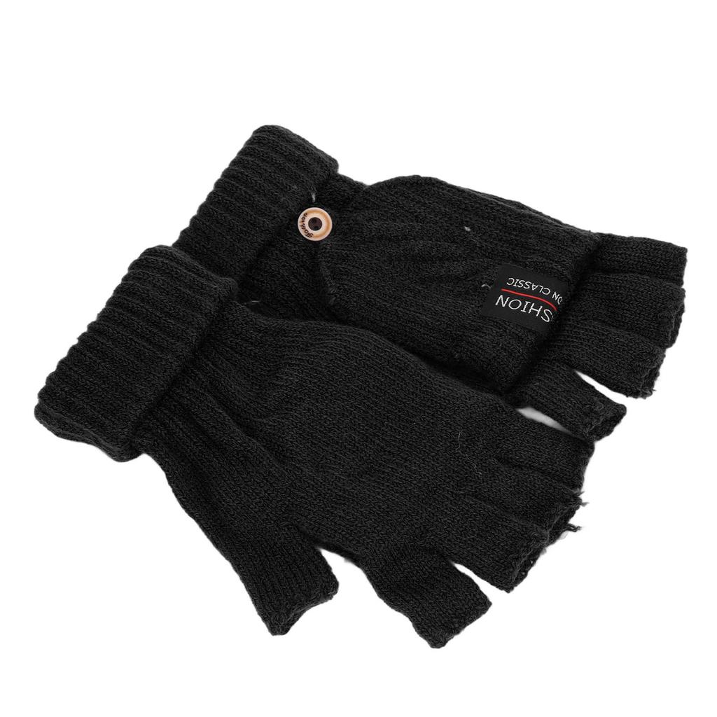 1 Pair USB Heated Gloves Electric Heating Thermal Knitting Gloves Half Finger Winter Hand Warmer for Working Black