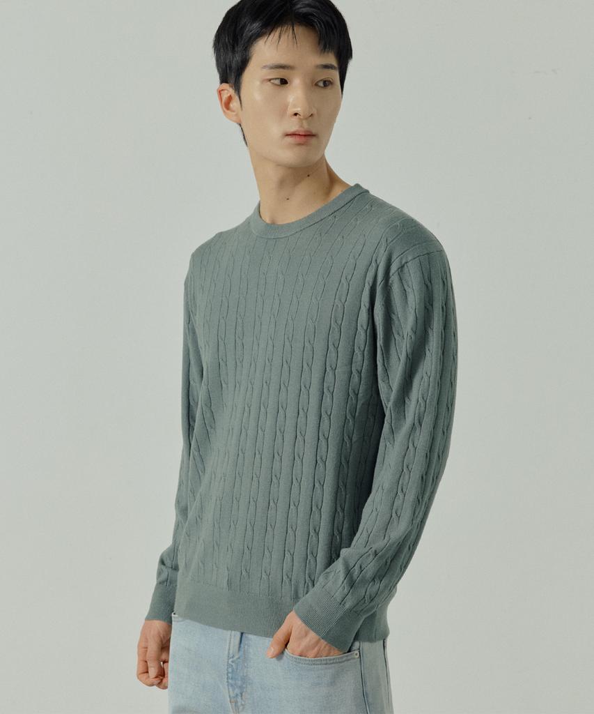210EDIT Unisex Soft Round Neck Cable Knit [4 Color]_Zz5Sw013
