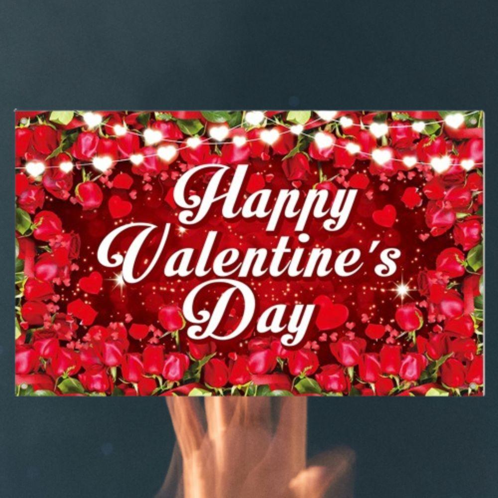Red Valentine's Day Photography Backdrop Celebrate Happy Valentine's Day Banner  Photo Studio