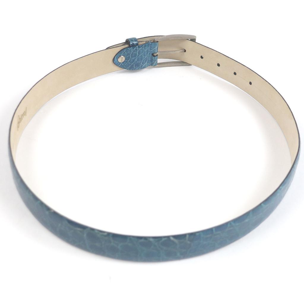 Brioni belt Silver pin buckle turquoise blue Crocodile mens B209/F860 Used