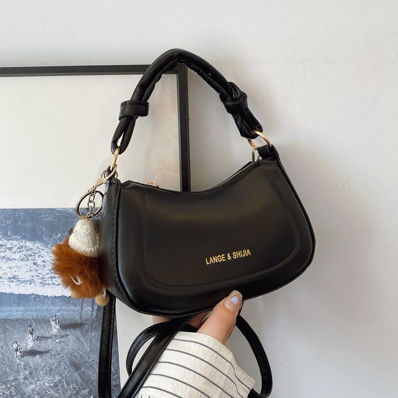 

This year s popular fashion versatile Internet celebrity solid color knotted handbag 2025 autumn and winter new Korean version messenger bag women Without pendant чорний