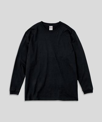 Peulinteuseuta 14-Count 7.4Oz Heavyweight Round Oversized Plain Long Sleeve T-Shirt - Black