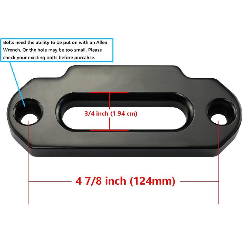 Ucreative Aluminum Hawse Fairlead For ATV 2000-3500 LBs Winch 4 7/8" (124Mm) Mount Glossy (Black)