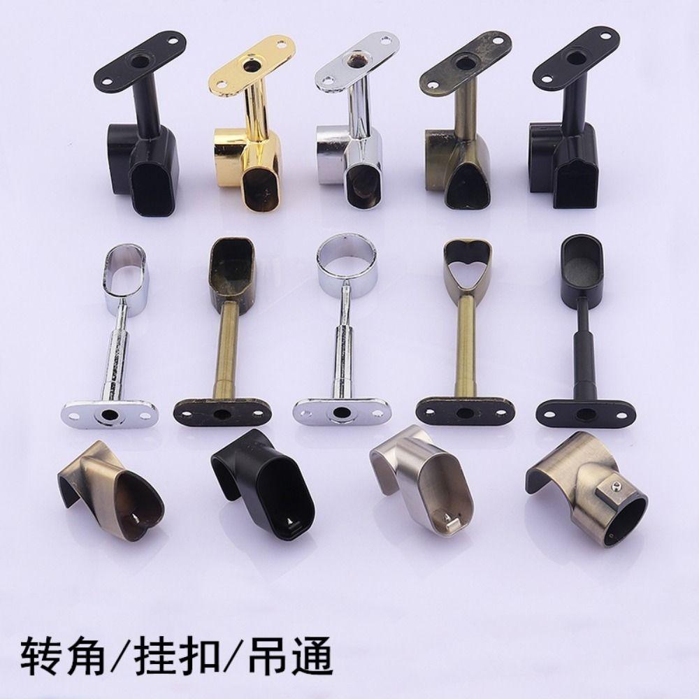 Zinc Alloy Pipe Bracket Half/All Pass Black Silver Gold Corner Flange Seat Inner Dia.16mm Ceiling Fixed Wardrobe Hanger