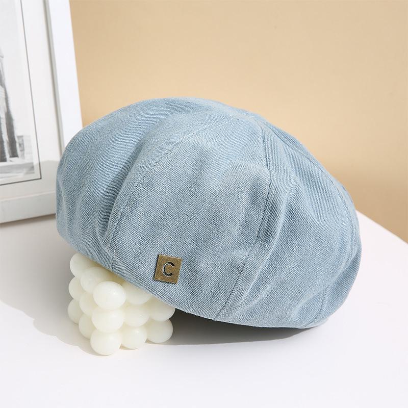 

Джинсовый берет женский тонкий однотонный восьмиугольный Sboy кепка Painter Tour кепка солнцезащитная шляпа