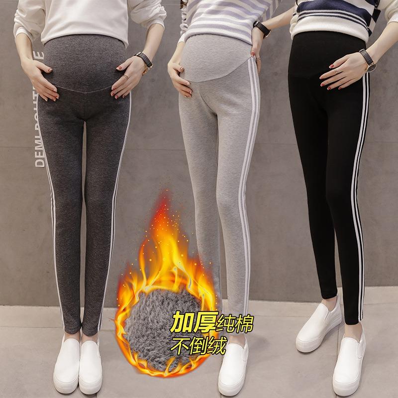 Real Shot, Maternity Leggings, Velvet Support, Maternity Pants, Thickened Pants In Autumn and Winter, and Autumn Outer Trousers for Autumn Wear.
