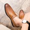 Store Herre Loafers i Vevd Skinn, Spiss Business Casual Stil, Britisk Profesjonelt Design.