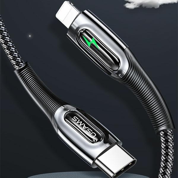 Usams Kabel Pleciony Usb-C Na Lightningsmart Power-Off 20W Pd Cable 1.2M Czarny/Black Sj518Usb01 (Us-Sj518)